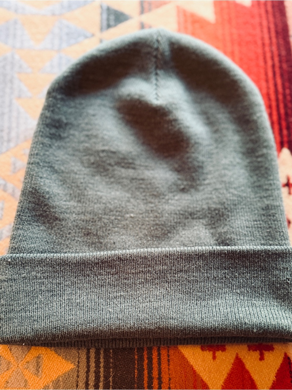 H&M Heathered Sage Green Blue Knit Beanie One Size Cuffed Hat